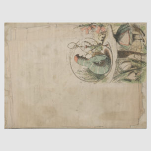 Papier Mousseline Vintage Caterpillar Alice in Wonderland Découpage