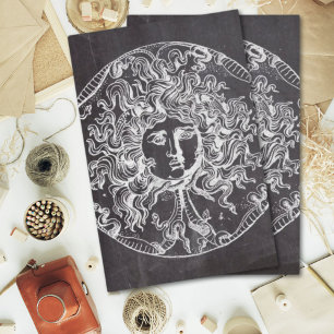 Papier Mousseline vintage chalkboard Greek mythology Gorgon medusa