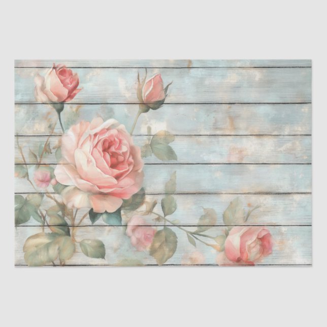 Papier Mousseline Vintage  Chic roses (Recto)