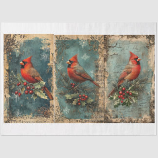 Papier Mousseline Vintage Chrimstas Birds