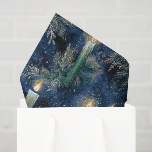 Papier Mousseline Vintage Christmas Candlelight Glow (Sac cadeau)