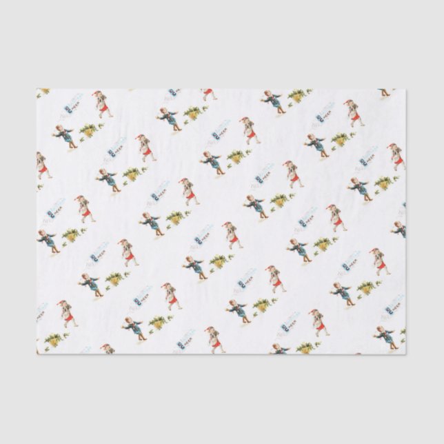 Papier Mousseline Vintage Christmas Cheval - Snowball Fun (Recto)