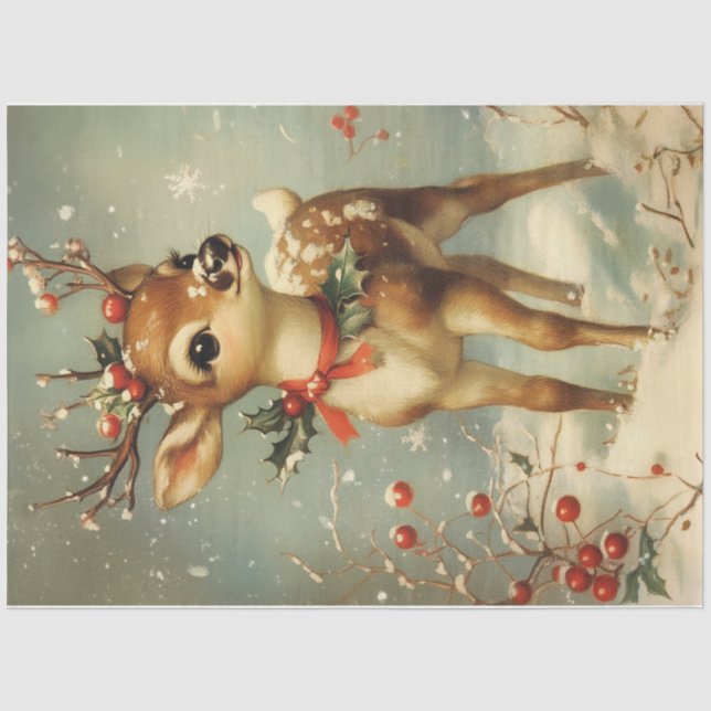 Papier Mousseline Vintage Christmas Deer (Recto)