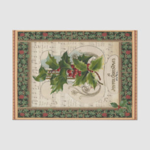 Papier Mousseline Vintage Christmas Ivy Red Berries et Sheet Music