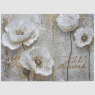 Papier Mousseline Vintage classique Pépites blanches rustiques Decou