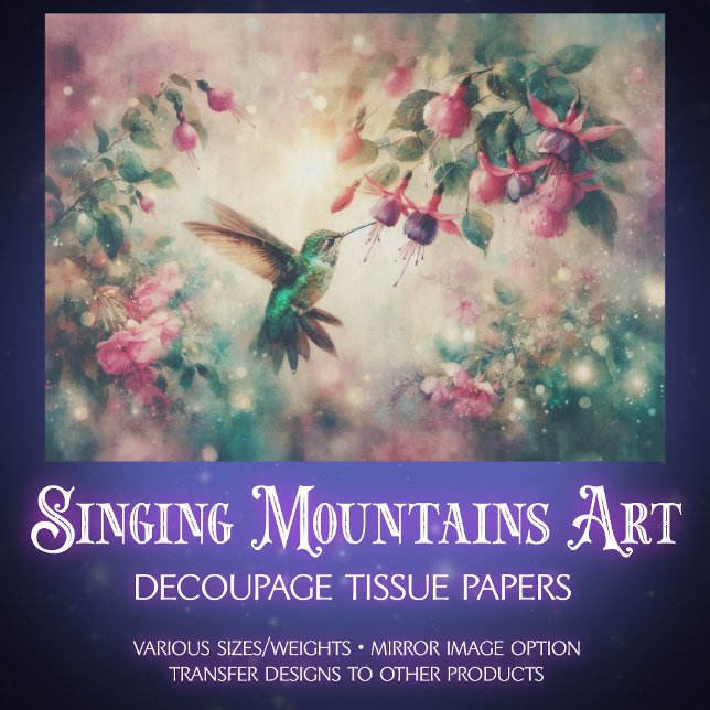Papier Mousseline Vintage Country Hummingbird Floral Decoupage (Créateur téléchargé)