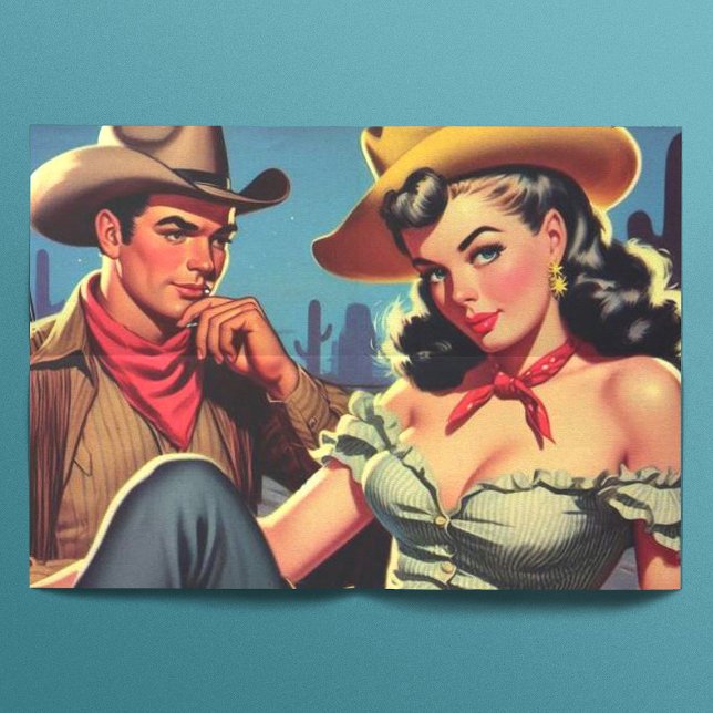 Papier Mousseline Vintage Cowboy et Cowgirl (Créateur téléchargé)