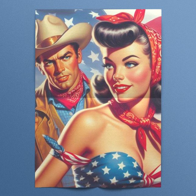 Papier Mousseline Vintage Cowboy et Pin Up (Créateur téléchargé)