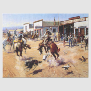 Papier Mousseline Vintage Cowboys Armes à Cheval Banque de vol Décou