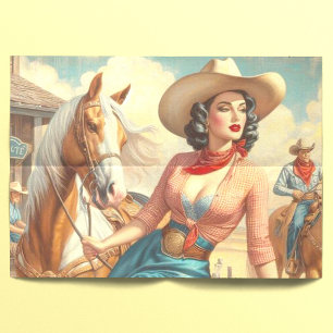 Papier Mousseline Vintage Cowgirl