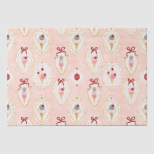 Papier Mousseline Vintage crème glacée délice Motif