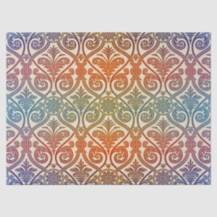 Papier Mousseline Vintage Damask Contour Wallpaper - bleu violet rou