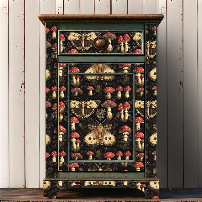 Papier Mousseline Vintage Dark Academia Moth and Mushroom (Créateur téléchargé)