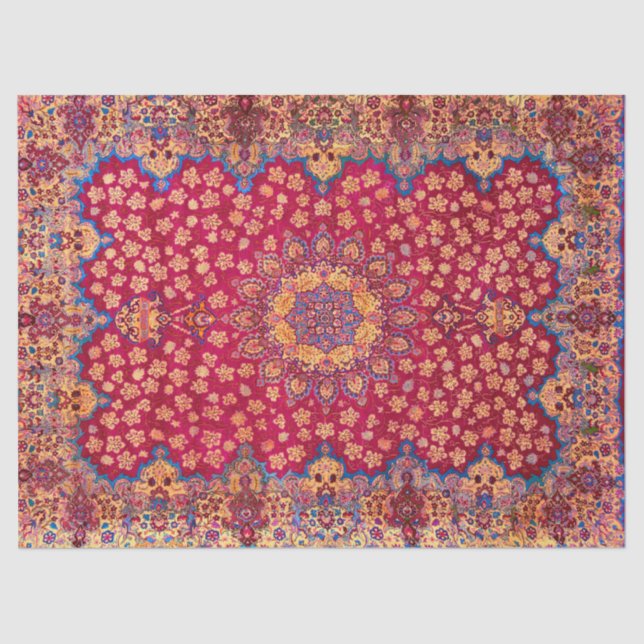 Papier Mousseline Vintage Decorative Persian Floral Carpet (Recto)