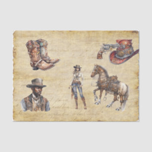 Papier Mousseline Vintage Découpage Western Steampunk