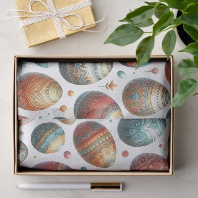 Papier Mousseline Vintage Easter Egg Pattern Holiday  (Cadeau)
