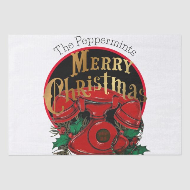 Papier Mousseline Vintage Elegant Téléphone Noël (Recto)