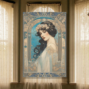 Papier Mousseline Vintage élégante dame Art Nouveau or Ephémère