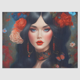 Papier Mousseline Vintage Élégante Dame En Rouge 1 Découpage