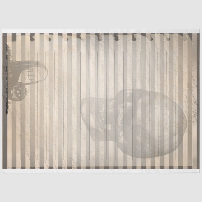 Papier Mousseline Vintage Ephemera Halloween Crâne fantôme (Recto)