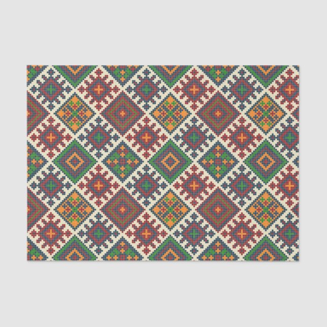 Papier Mousseline Vintage européen Broderie Motif Abstrait (Recto)