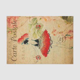 Papier Mousseline Vintage Exotique Femme Danse de Ballet Floral Fran