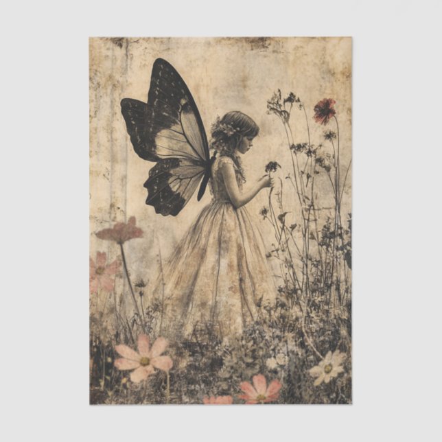 Papier Mousseline Vintage Fairy Butterfly Wings Decoupage (Recto)