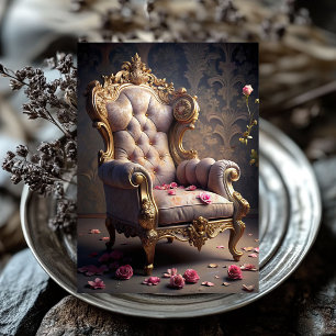 Papier Mousseline Vintage fauteuil baroque or rose rousse