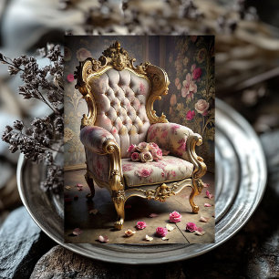 Papier Mousseline Vintage fauteuil baroque or rose rousse