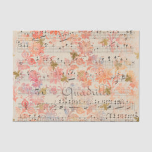 Papier Mousseline Vintage feuille de musique ancienne aquarelle flor