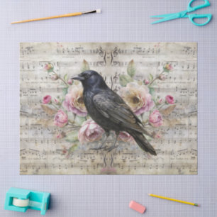 Papier Mousseline Vintage feuille florale victorienne Musique & corb