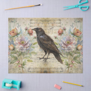 Papier Mousseline Vintage feuille florale victorienne Musique & corb