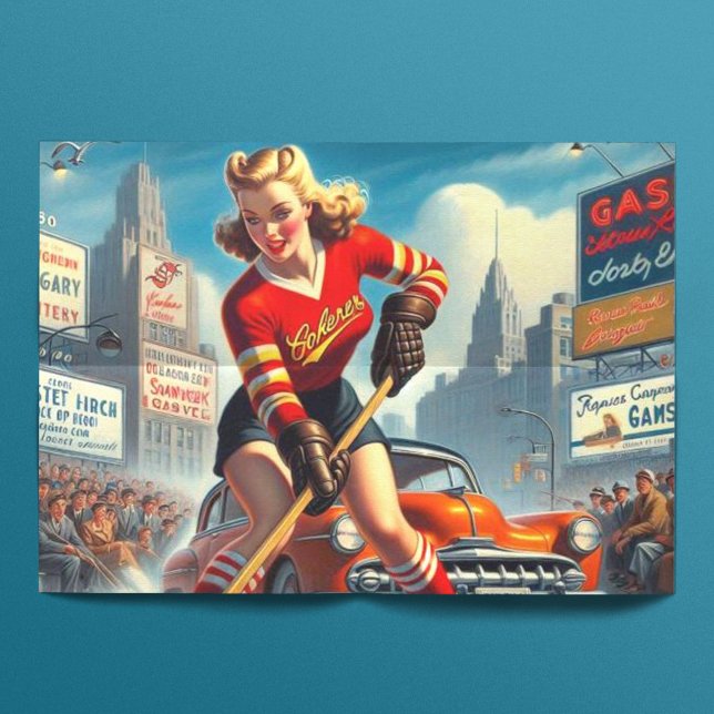 Papier Mousseline Vintage fille de hockey (Créateur téléchargé)