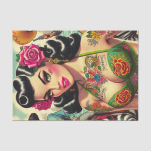Papier Mousseline Vintage fille de tatouage chaud