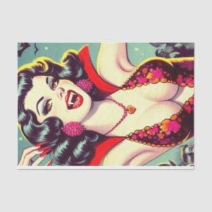 Papier Mousseline Vintage fille d'horreur vampire