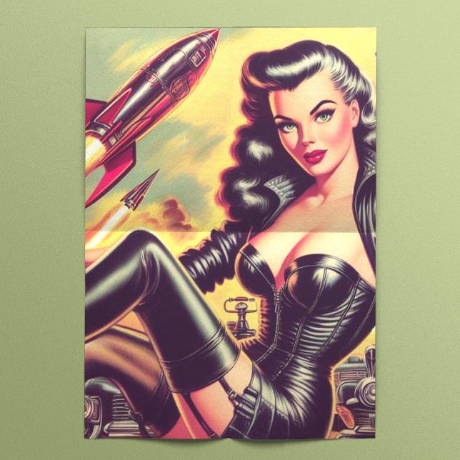 Papier Mousseline Vintage fille en cuir Sci-Fi (Créateur téléchargé)