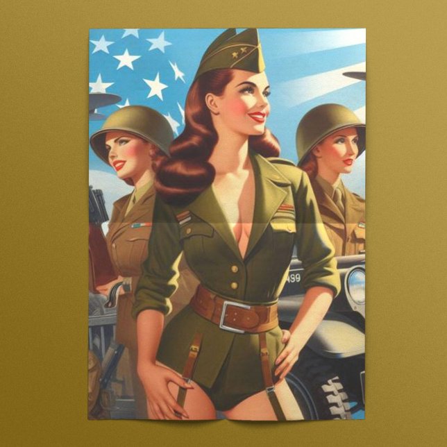 Papier Mousseline Vintage fille militaire (Créateur téléchargé)