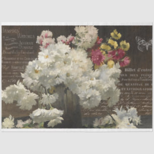 Papier Mousseline Vintage floraison blanche et découpage de l'Ephémè