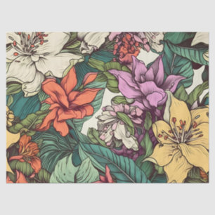 Papier Mousseline Vintage floral blanc brillant inspiré
