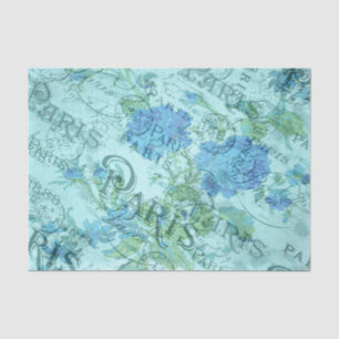 Papier Mousseline Vintage Floral Français Paris Motif postal