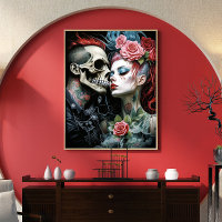 Vintage Floral Gothique Punk Aimer Couple Découpag