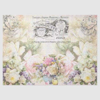Papier Mousseline Vintage Floral Pastel Roses