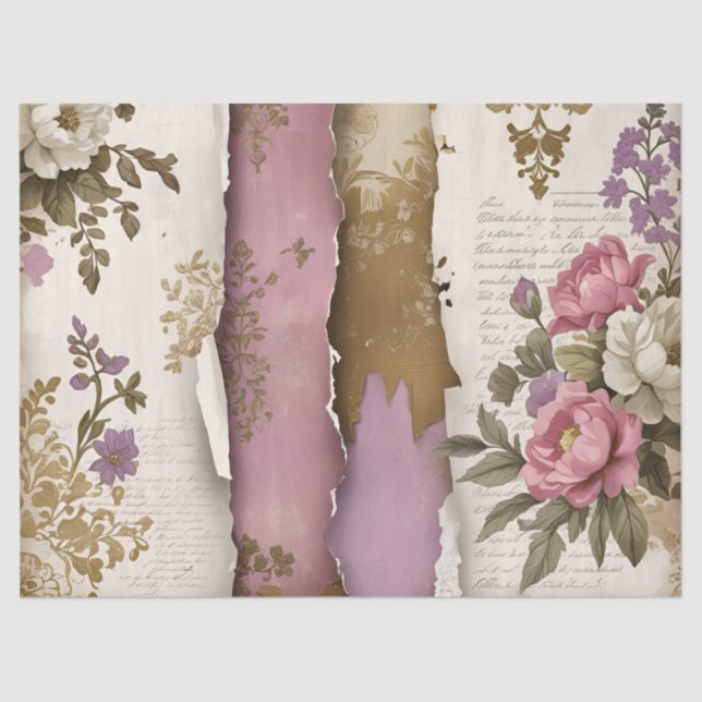 Papier Mousseline Vintage Floral - Tissue Paper  (Recto)
