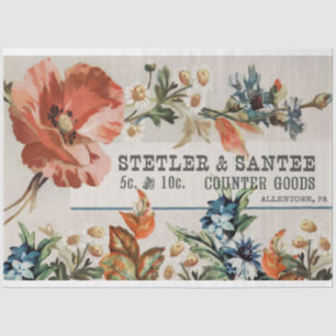 Papier Mousseline Vintage Floral Victorian Trade Card Ephemera