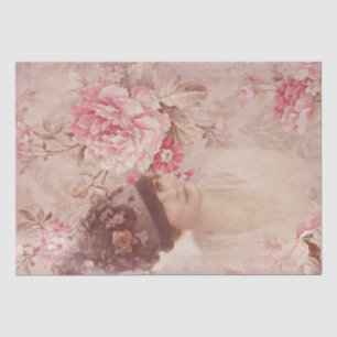 Papier Mousseline Vintage Florale rose pâle dans le chic du Casquett