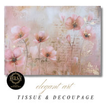 Vintage Flowers Pink and Gold Decoupage 