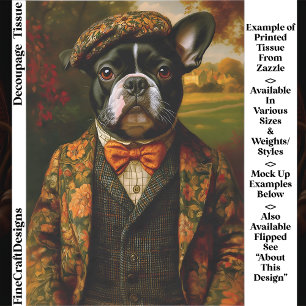 Papier Mousseline Vintage Gentleman Frenchie Art pour Chien EW6R Déc