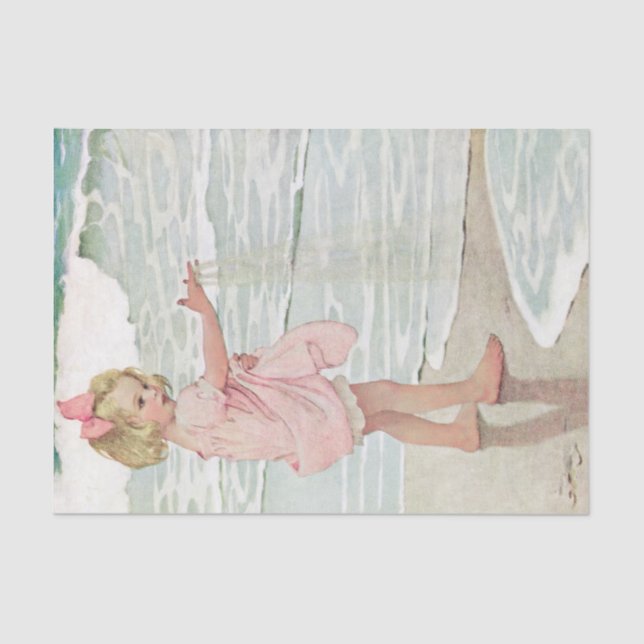 Papier Mousseline Vintage Girl Sandy Beach Océan nautique (Recto)