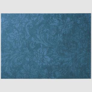 Papier Mousseline Vintage Grungy Deep Blue Floral Damask