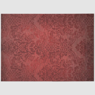 Papier Mousseline Vintage Grungy Rouge Floral Damask